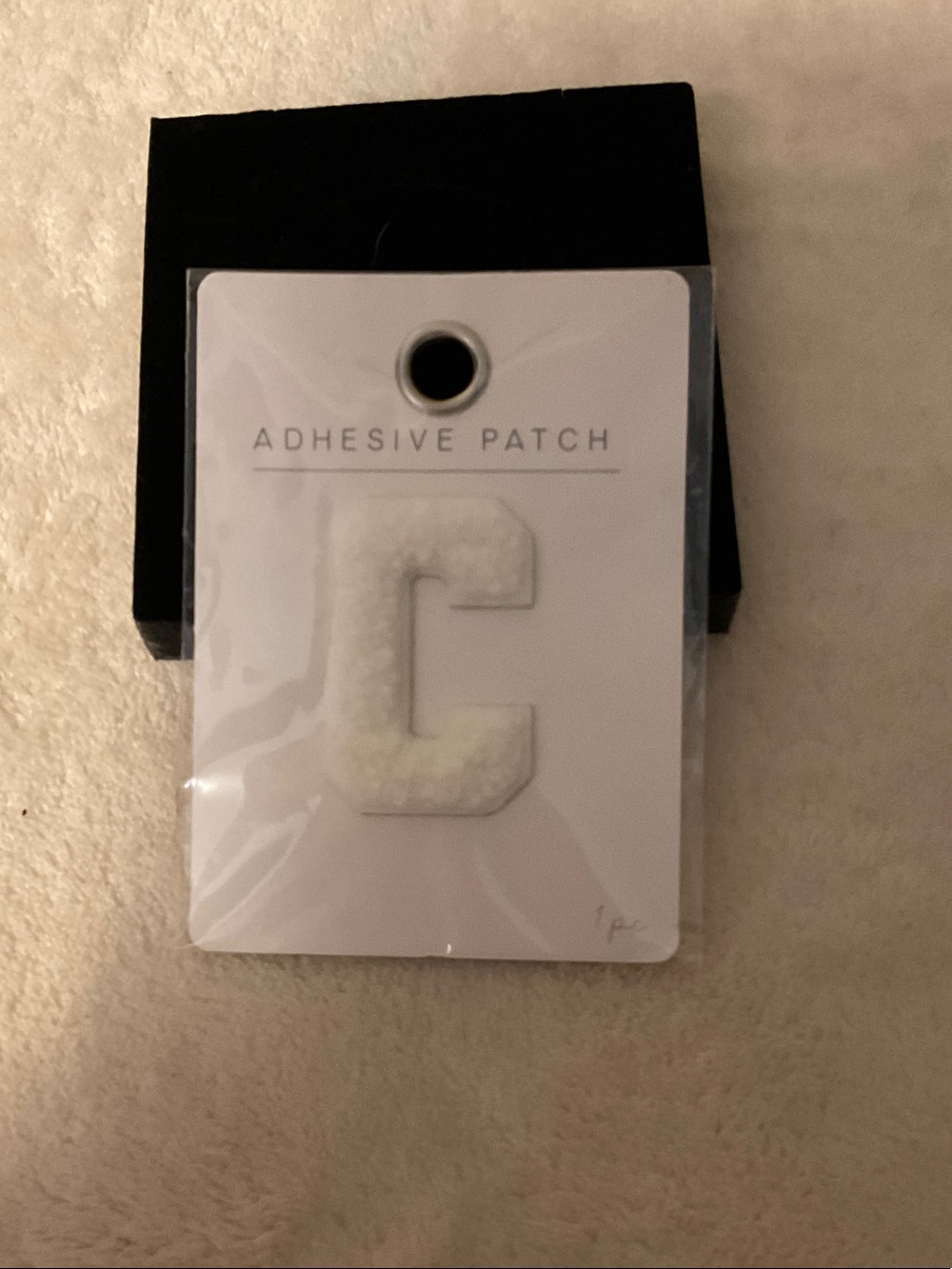 White 'C' Adhesive Letter Patch - Plush Appliqué